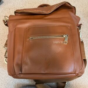 Fawn Design Tan Leather mini Diaper Bag